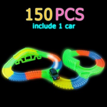 New Flexible Railway Racing Track Play Set DIY Bend Luminous Race Track car Electronic Flash Light Glowing Car Toys For Children