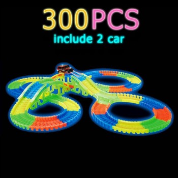 New Flexible Railway Racing Track Play Set DIY Bend Luminous Race Track car Electronic Flash Light Glowing Car Toys For Children