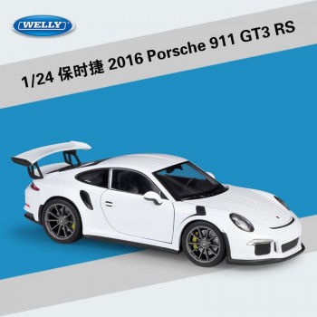 Welly 1:24 Scale Simulator Model Car Alloy 2016 Porsche 911 GT3 RS Sports Car Diecast Metal Toy Racing Car For kid toys Gift