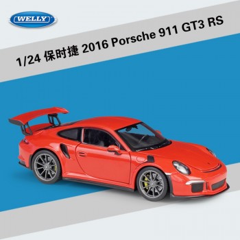 Welly 1:24 Scale Simulator Model Car Alloy 2016 Porsche 911 GT3 RS Sports Car Diecast Metal Toy Racing Car For kid toys Gift