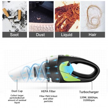 Car Vacuum Cleaner 120W Portable Handheld Vacuum Cleaner Cordless Wet and Dry Dual Use Home Car Vacuum Aspirateur Voiture