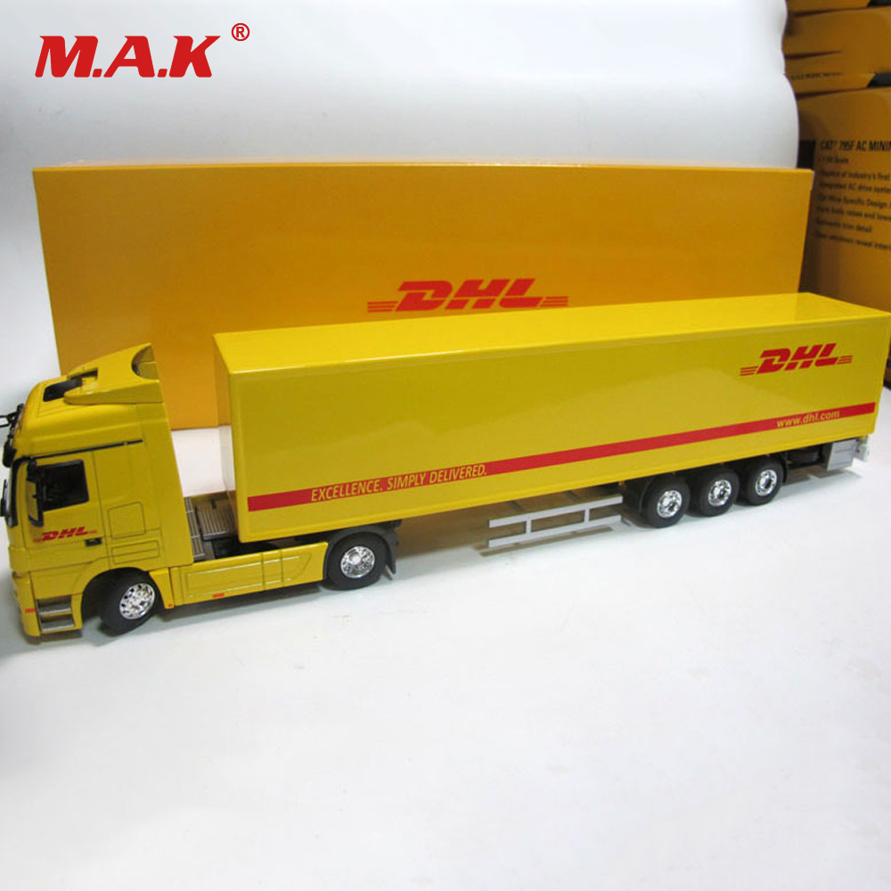 Diecast Alloy Metal Car big Container Truck 1:50 Scale Express DHL Truck Model Car-styling Transporter Kids Toys Chirstmas gift