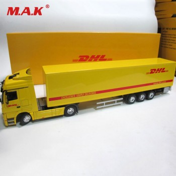 Diecast Alloy Metal Car big Container Truck 1:50 Scale Express DHL Truck Model Car-styling Transporter Kids Toys Chirstmas gift