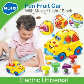 HOLA 516 Baby Toys Electronic Car with Music amp; Light amp; Puzzle amp; Fruit Shape Sorters Learning Educational Toys for Children