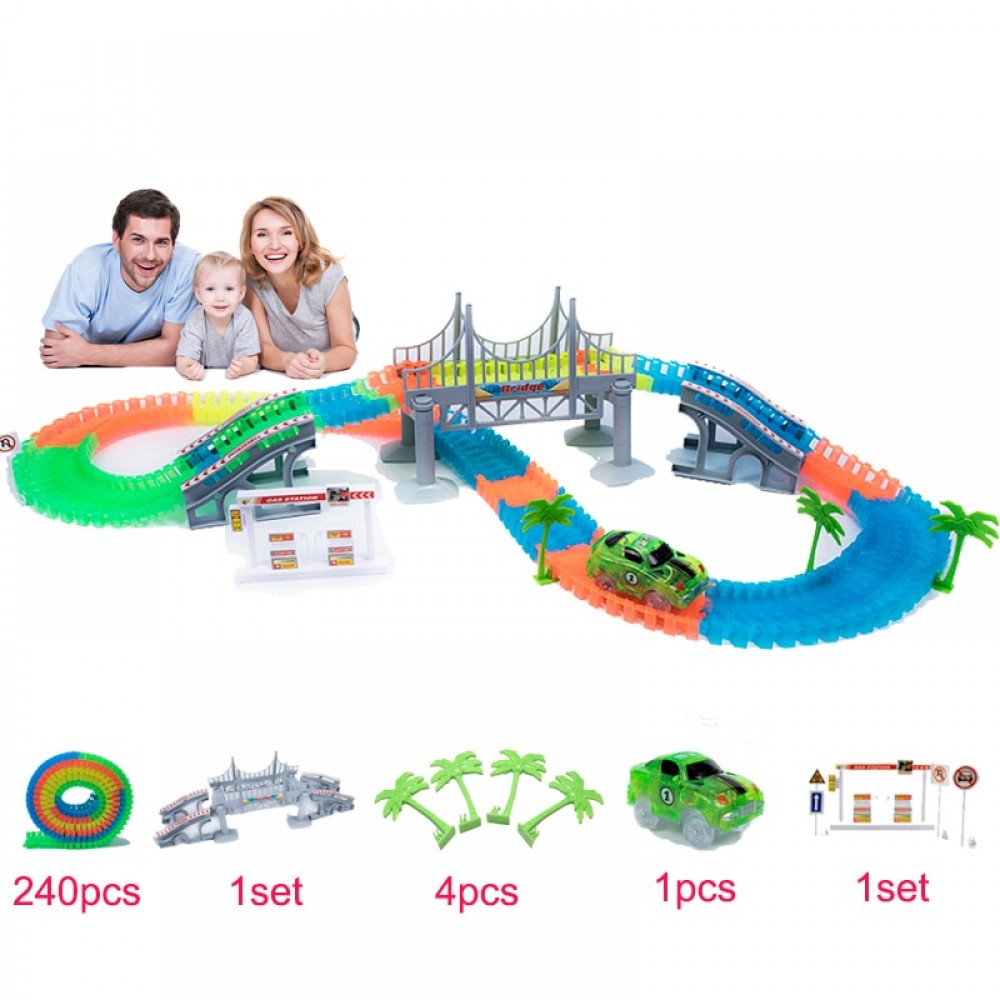 Magical Track 240PCS/Set Magical Glowing Race Tracks Set Flexible Racing track Bridge Car Toy Creative Toys Gifts For Children