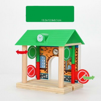 EDWONE-New One Wood Railway Small Gas Station Train Slot Accessories Original Toy Kids Xmas Gifts Fit THOMAS BIRO Toys