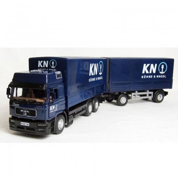 Double-section engineering transport vehicle model alloy china post van container logistics vehicle childrens toy car W75