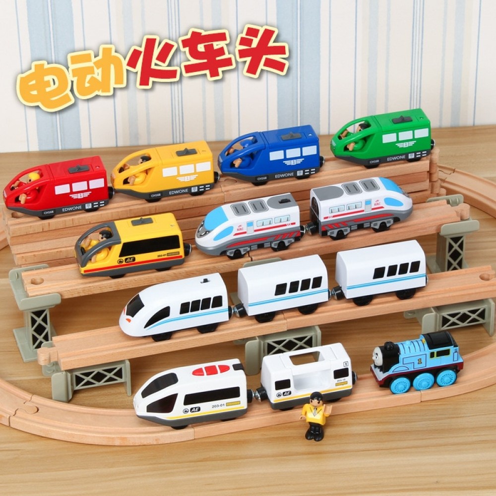 Childrens Toys Electric Train Locomotive Magnetic Connector Battery Operated Toy Trains Compatible with Brio Trains Gift Boys