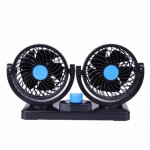 Portable Electric Car 360 Degree Rotating Fan All-Round Adjustable 2 Speed Low Noise Strong Auto Air Cooler Fan 12V Blue+Black