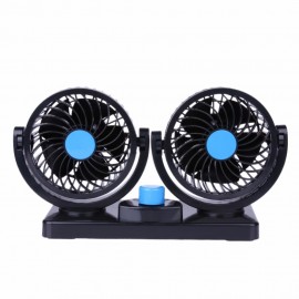 Portable Electric Car 360 Degree Rotating Fan All-Round Adjustable 2 Speed Low Noise Strong Auto Air Cooler Fan 12V Blue+Black