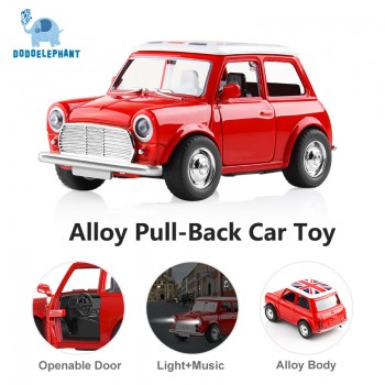 DODOELEPHANT Alloy Car Toy Vehicles Acousto-optic Toys Mini Pull Back Car Metal Diecasts Vehicle Toys For Boys Birthday Gift