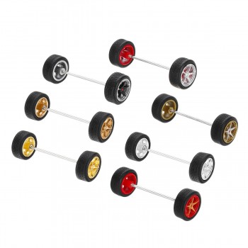 1:64 Car Wheels Tire Modified Vehicle Alloy Rubber Car Refit Wheels For 1/64 Cars Suitable 4 Wheels One Set DIY Assemble