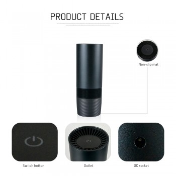 GIAHOL Mini Portable Intelliget Car Air Purifier USB HEPA Fresh Air Negative Ion Cleaner Oxygen Removes PM2.5 Smoke Odors Black