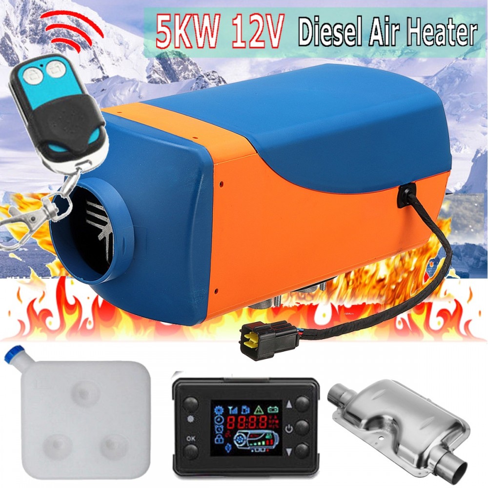 12V 5KW Air Diesels Heater Parking Air Heater 5000W With Remote LCD Digital Display for Boat Motorhome Trailer Silencer For Free
