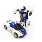 Zhenwei Police Car Pull back Bump into Transformation Deformation Robot 2 In 1 Car Model Vehicle Boys Toys Gift