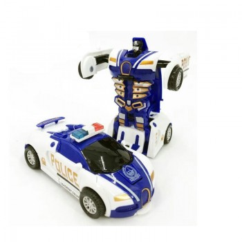 Zhenwei Police Car Pull back Bump into Transformation Deformation Robot 2 In 1 Car Model Vehicle Boys Toys Gift