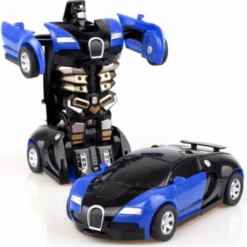 Zhenwei Police Car Pull back Bump into Transformation Deformation Robot 2 In 1 Car Model Vehicle Boys Toys Gift