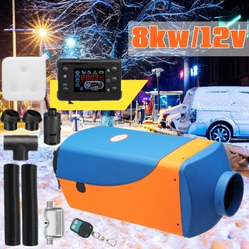 12V 8000W LCD Monitor Air diesels Fuel Heater Single Hole  8KW For Boat Bus Car Heater With Remote Control and Silencer For free