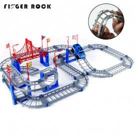 Magical 5.5cm Railway Road Track Car Toys DIY Electric Flash Light Car Train Model Educational Assembly Rail Tracks Toy For Kid