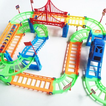 Magical 5.5cm Railway Road Track Car Toys DIY Electric Flash Light Car Train Model Educational Assembly Rail Tracks Toy For Kid