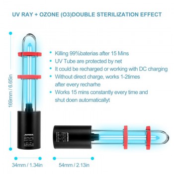 AUTOOL Germicidal Lamp UV Sterilizer Light 5V 1A Bacterial Killing Air Fresher