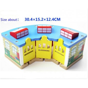EDWONE  All Kinds Train Garage Air Staion Wood Track  Beech Wooden Railway Train Track TOY Accessories fit for Thomas Biro