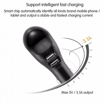 2 in 1 Air Purifier Ionizer Air Cleaner Dust Smoke Car Negative Ions PM2.5 Eliminator Remover Dual USB Charger with Voltmeter