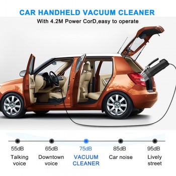 4-in-1 Car Portable Wet/Dry Auto Vacuum Cleaner 12V 120W 4000mPA with Smart Digital Tire Inflator Pump Pressure Gauge LED Light