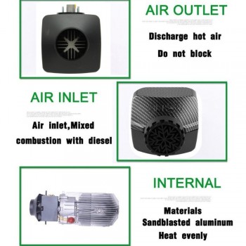 Car Heater 2KW 12V Air Diesels Heater Parking Heater LCD Knob Switch + Silencer +Remote Control for RV, Motorhome Trailer, Truck