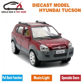 Brand New Hyundai Old Tucson Scale Diecast Model Cars, Metal Toys Gift for Children With Openable Door/Pull Back Function