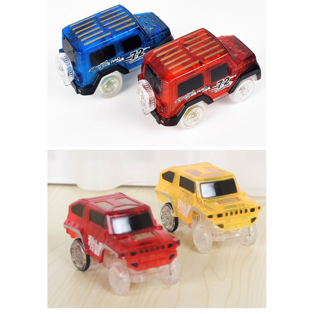 LED Car With 5 Flashing Lights Miraculous Plastic Race Electronics Children Racing Glows Track DIY Puzzle Roller Coaster Toys