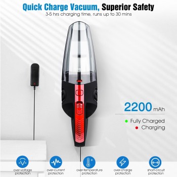 Audew 3500PA Car Vacuum Cleaner Cordless Portable Handheld Vacuum Car Home Lightweight Rechargeable 120W 12V Wet Dry Vaccum