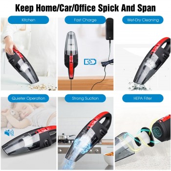 Audew 3500PA Car Vacuum Cleaner Cordless Portable Handheld Vacuum Car Home Lightweight Rechargeable 120W 12V Wet Dry Vaccum