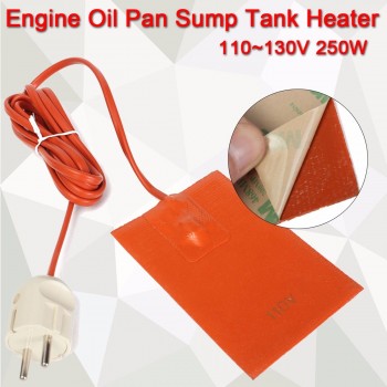 9x13cm 250W Silicone Heater Pad Engine Block Hydraulic Tank Heating Plate Oil Pan Sump Tank Heater Pad With E$U Plug 110V~130V