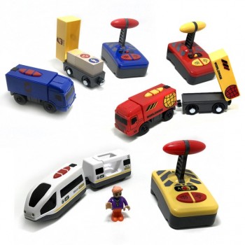 X15  Remote control electric magnetic link compatible Thomas wooden track white  train and red worldwide train and blue train