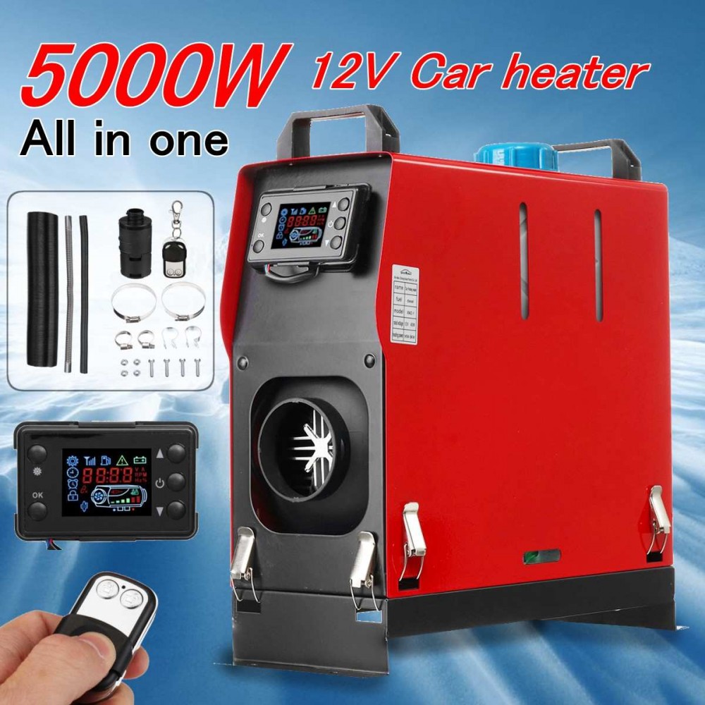 Upgraded  LCD Key Switch +RC 5KW 12V Air Heater Oil Tank Controller Host All In One Machine With Low Noise for Home SUV