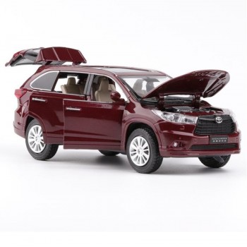1:32 TOYOTA Highlander Diecast Alloy Car Model Toy High Simulation Metal SUV Model 6 Doors Can Be Opened Gift For Kids Christmas