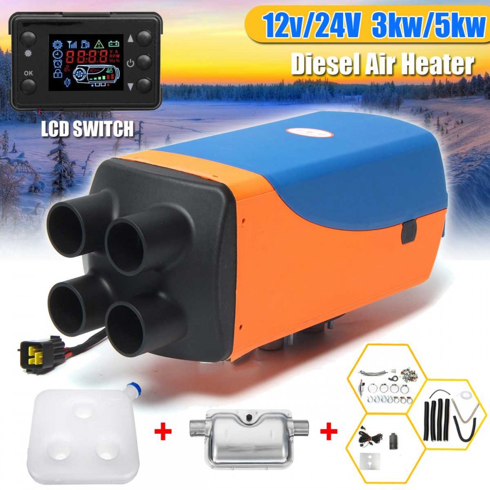 KROAK 12V/24V Car Air Diesels Heater Parking Heater 3KW/5KW Car Heater With Remote Control LCD Display for Motorhome Trailer