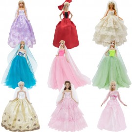 Handmade Wedding Dress Princess Evening Party Ball Long Gown Skirt Bridal Veil Clothes For Barbie Doll Accessories xMas Gift Toy