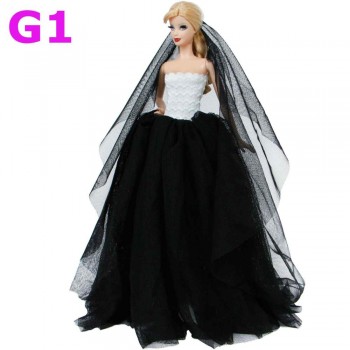 Handmade Wedding Dress Princess Evening Party Ball Long Gown Skirt Bridal Veil Clothes For Barbie Doll Accessories xMas Gift Toy
