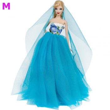 Handmade Wedding Dress Princess Evening Party Ball Long Gown Skirt Bridal Veil Clothes For Barbie Doll Accessories xMas Gift Toy