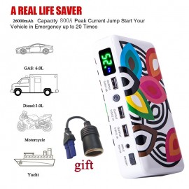 HAMBAR 26000mAh Car Battery Jump Starter 800A For Petrol 6.0L Diesel 3.0L Engine Portable Starting Device Emergency Car Booster