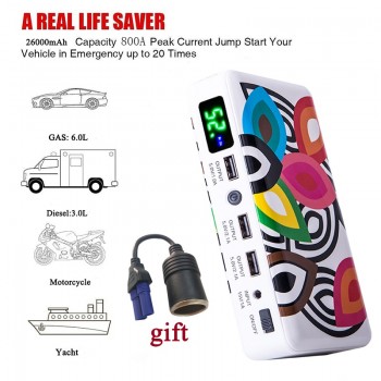 HAMBAR 26000mAh Car Battery Jump Starter 800A For Petrol 6.0L Diesel 3.0L Engine Portable Starting Device Emergency Car Booster