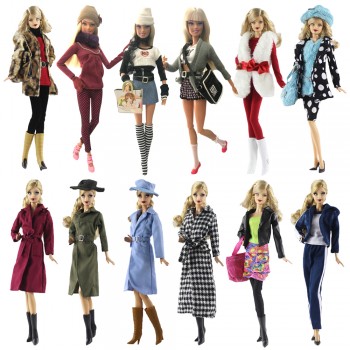 NK One Set Doll Dress Fashion Uniforms Cool Winter Clothing Super Model Coat For Barbie Doll Accessories Girl Gift Toys  A1JJ