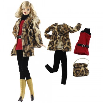 NK One Set Doll Dress Fashion Uniforms Cool Winter Clothing Super Model Coat For Barbie Doll Accessories Girl Gift Toys  A1JJ