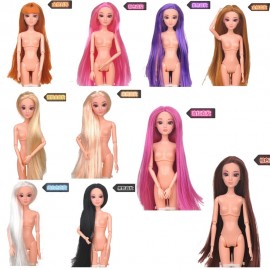 3D eye Straight hair head With 1/6 nake 12 joints body doll toys for girls gift for barbie doll er001