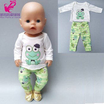 2019 new arrival doll clothes for 43cm born Baby doll boy clothes green frog for 17 40cm 38cm baby doll spring clothes