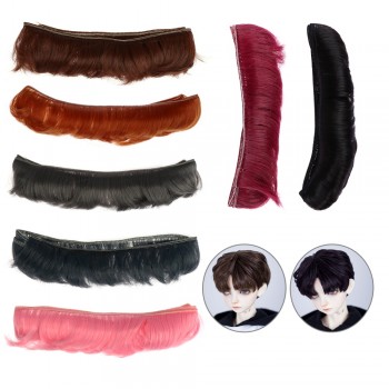 For BJD SD 5CM Doll fringe hair black falxen blown khaki DIY wigs handmade Short Curly doll bang wigs tress Doll Accessories