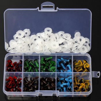 Wholesale 100 Pcs/50 Pairs 5 Colors-Mix 8mm Plastic Safety Eyes Box for Teddy Bear Stuffed Toy Snap Animal Puppet Doll Craft DIY