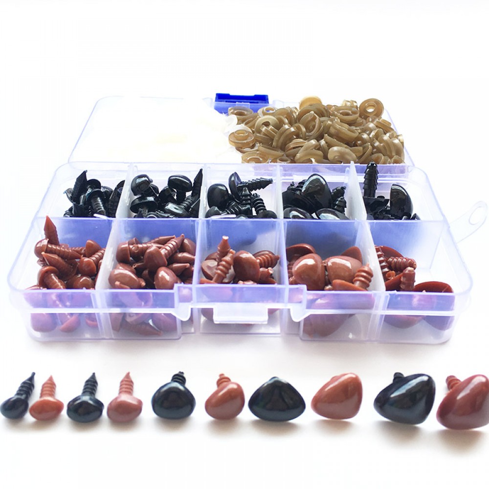 130pcs/box Mini Black and Brown Plastic Safety Noses Triangle For Teddy Bear Stuffed Animals Toys Amigurumis Dolls Accessories